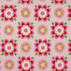 Roze met rood groene bloemen