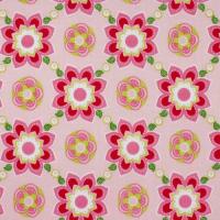 Roze met rood groene bloemen