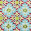 4452 - Blauw aqua met bloemmotieven