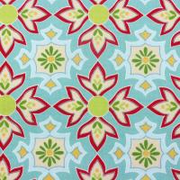 Blauw aqua met bloemmotieven