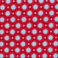 Rood met blauwe bloemen