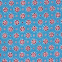 Blauw met rode bloemen FQ