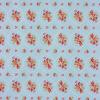 4628 - Blauw met medaillon met kleine roze rode roosjes