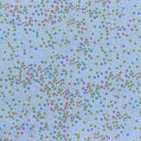 Blauw, licht, met kleine gekleurde bubbels