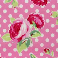 Roze met witte dots en rozerode bloemen FQ