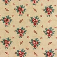 Creme met grotere trosjes rode bloemen