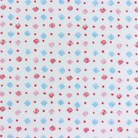 Wit met rode, blauwe en roze vierkantjes FQ