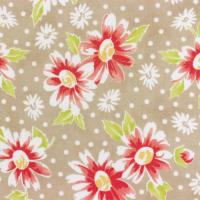 Beige met oranjerode met witte bloem