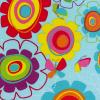 4845 - Blauw met grote felle bloemen met vlinders