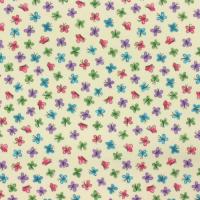 Creme beige met rood blauw groene vlindertjes