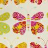 FQ4878 - Creme met grote geel roze groene vlinders FQ