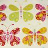 Creme met grote geel roze groene vlinders FQ