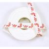 BA4893 - Wit bandje met rode kippen 2 cm breed