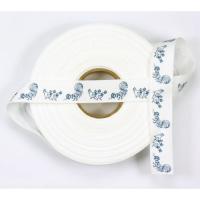 Wit bandje met blauwe kippen 2 cm breed (per 10cm)