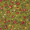 4982 - Groen gemleerd met rode en gele bloemen