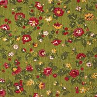 Groen gemleerd met rode en gele bloemen