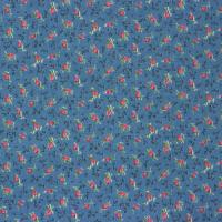 Blauw met klein roze rozenknopje
