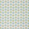 5229 - Wit (bijna) met blauwe en groene bloemen met cirkeltjes