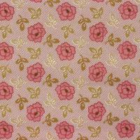 Roze streepje met roze rode bloemen en beige  bladeren