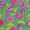 5401 - Blauw met roze vogels en bloemen