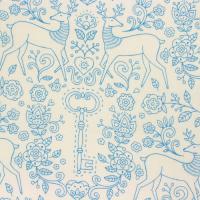 Ivoor met blauwe tekeningen van o.a. dieren, bloemen FQ