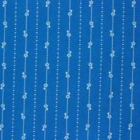 Blauw met witte strepen van puntjes en bloemetjes