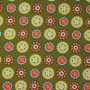 5689 - Groen met bruin blauw oranje bloemen