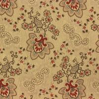 Beige/creme met sierlijke roodbruine bloemenprint FQ