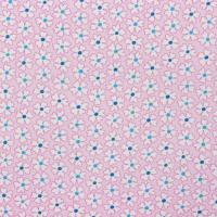 Roze met witte bloemetjes met blauw hartje FQ