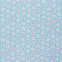 Blauw met witte bloemetjes met roze hartje FQ