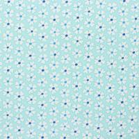 Blauwgroen (aqua) met witte bloemetjes met blauw hartje FQ