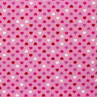 Roze met roze, witte en paarse hartjes
