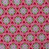 6130 - Rood met groen blauwe bloemen en roze randjes