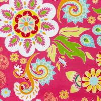 Roze met grote kleurige bloemen FQ
