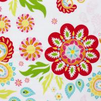 Wit met grote kleurige bloemen FQ