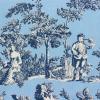 FQ6170 - Blauw middel met donkerblauw en creme tafereeltje (toile) FQ