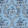 Blauw middel met donkerblauw en creme tafereeltje (toile) FQ