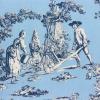 Blauw middel met donkerblauw en creme tafereeltje (toile) FQ