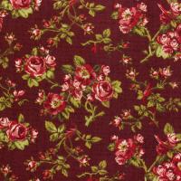 Bruinrood met rode roosjes