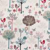 Ivoor met grijze en blauwe roze bomen met vogeltjes en vlinders