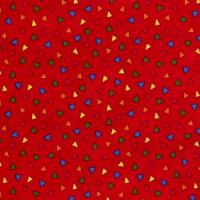 Rood met veelkleurige driehoekjes