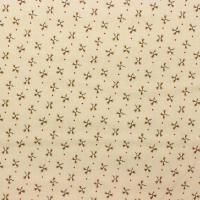 creme/beige met bruin bloemetje en rood stipje FQ