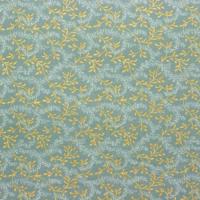 Licht blauw (Teal) met creme/geel/bruin takje met blaadjes