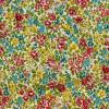 6667 - Bloemen steenrood, teal, oker en groen op ivoor ondergrond