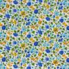 FQ6669 - Bloemen geel, blauw, aqua en groen op ivoor ondergrond FQ