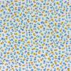 FQ6675 - Kleine bloemetjes geel, aqua en blauw op witte ondergrond FQ