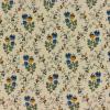 6736 - Creme-ivoor met blauw-gele bloemetjes en gestippeld takje