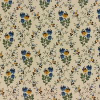 Creme-ivoor met blauw-gele bloemetjes en gestippeld takje