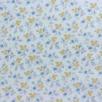 Licht grijs/blauw met blauw bloemetje en creme blaadje FQ