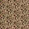 6763 - Beige met donkerrood en mostertgeel bloemetje